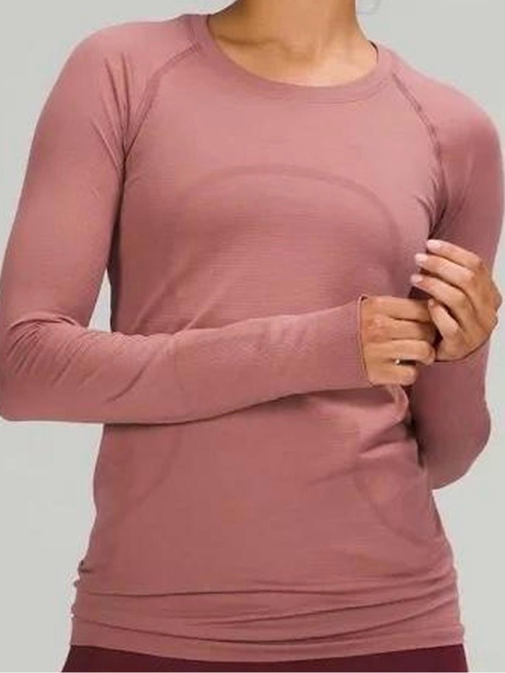 Long-Sleeve Crewneck Top in Dusty Rose
